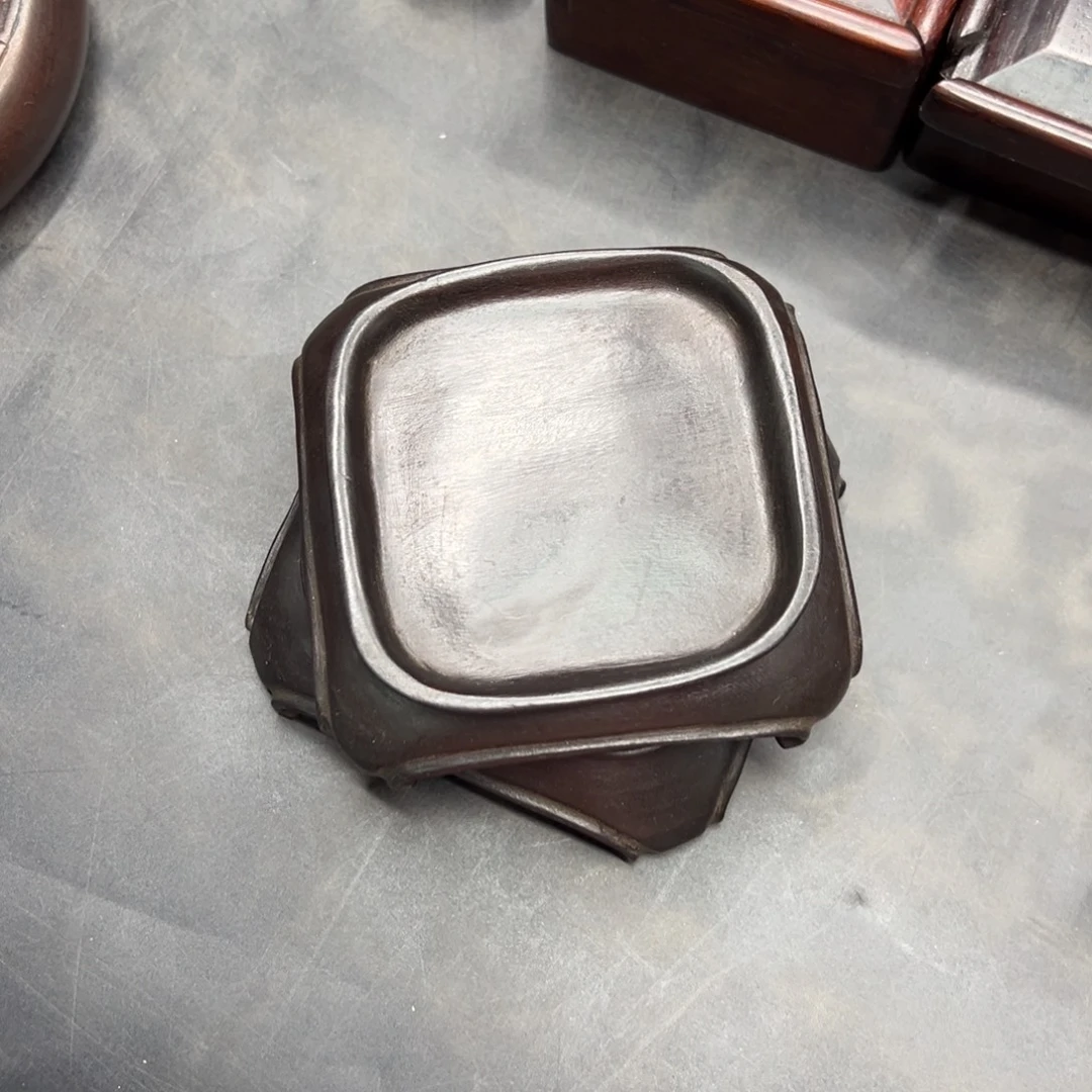 风***尘花梨木一木挖底座一对