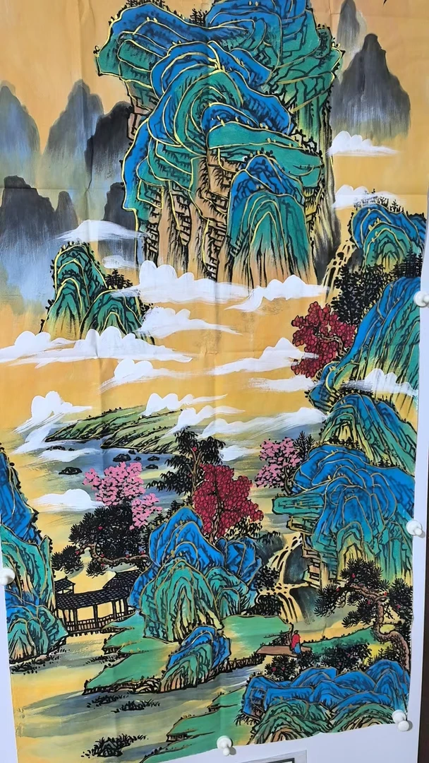 【仲奇】 黄山水竖版画芯
