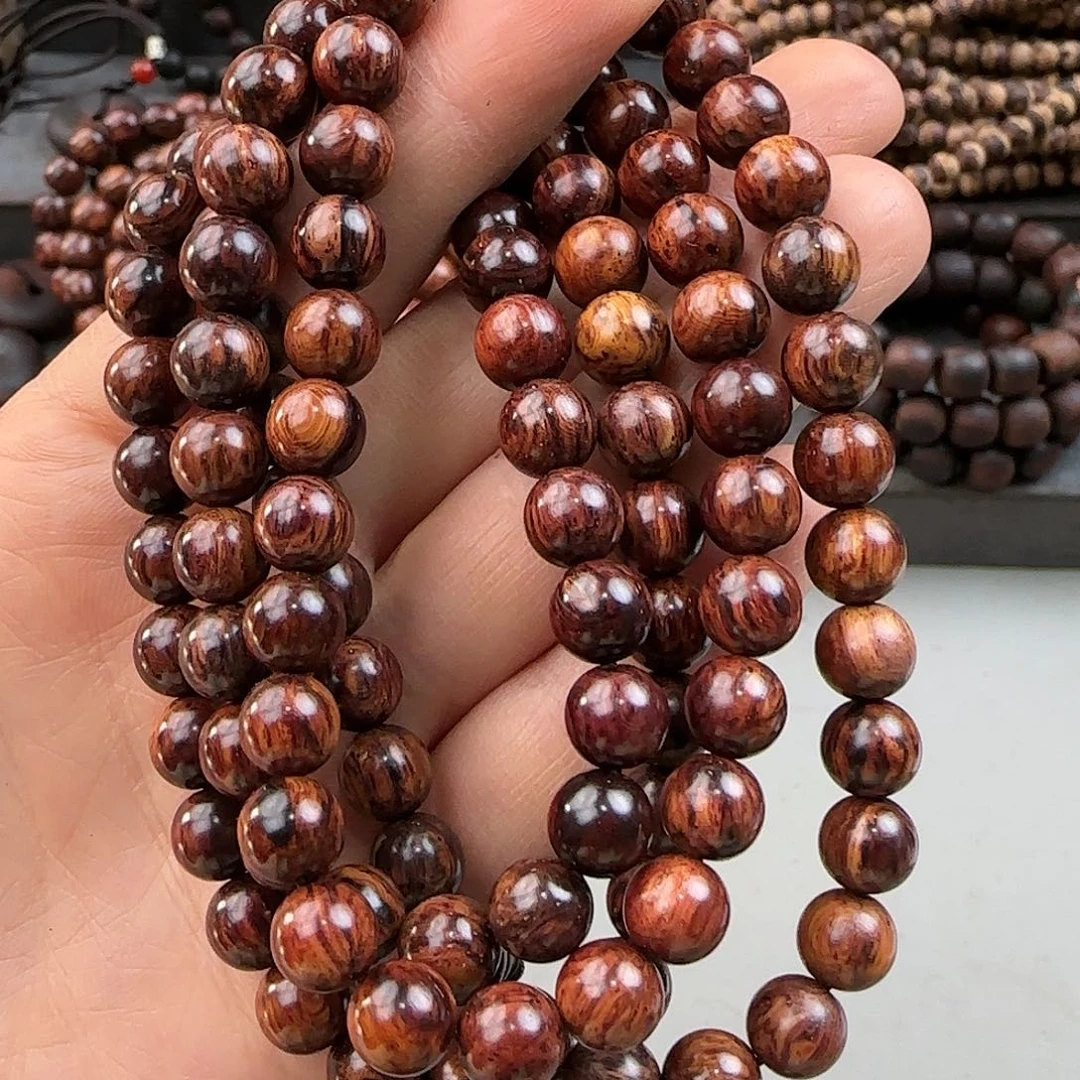 降真香手串/手链0.8×108海南红降黑金底老料