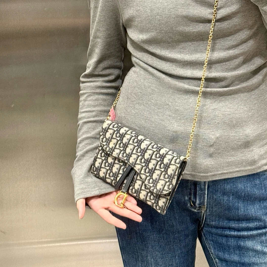 95新 DIOR/迪奥 dior蓝色单肩包斜挎包链条包