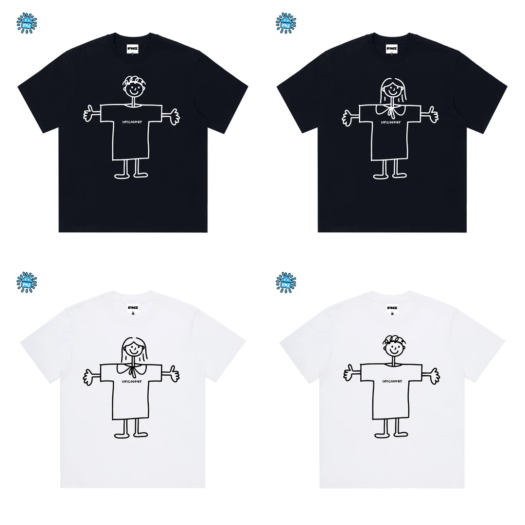 FNI Cooper系列（小人情侣款）卡通趣味纯棉短袖男女款t恤新款发泡