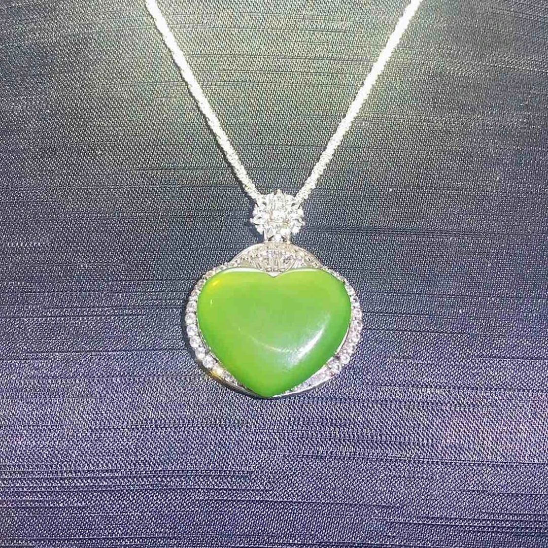 和田玉颈饰银S925镶嵌