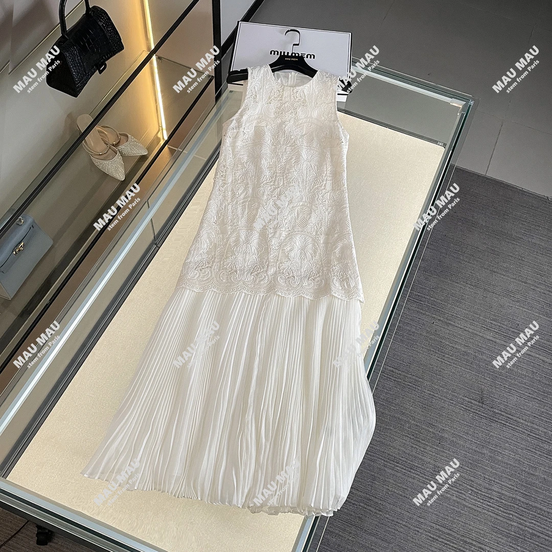 现货夏季新款度假风无袖休闲圆领连衣裙DY7282