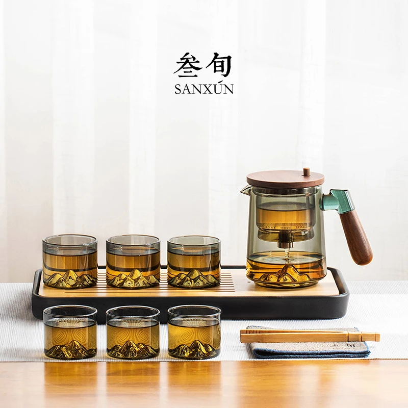 轻奢高档玻璃飘逸杯泡茶壶茶水分离飘逸杯懒人神器家用功夫茶具套