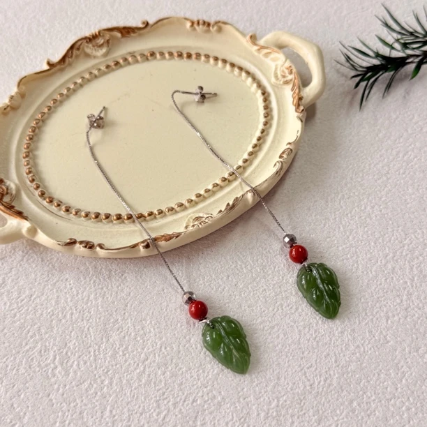 【六六中古】孤品复古和田玉耳饰te5326