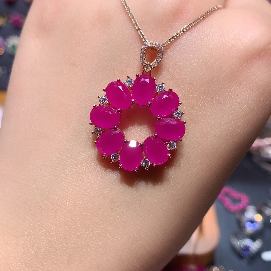 吊坠(赠链)银S925镶嵌红宝石