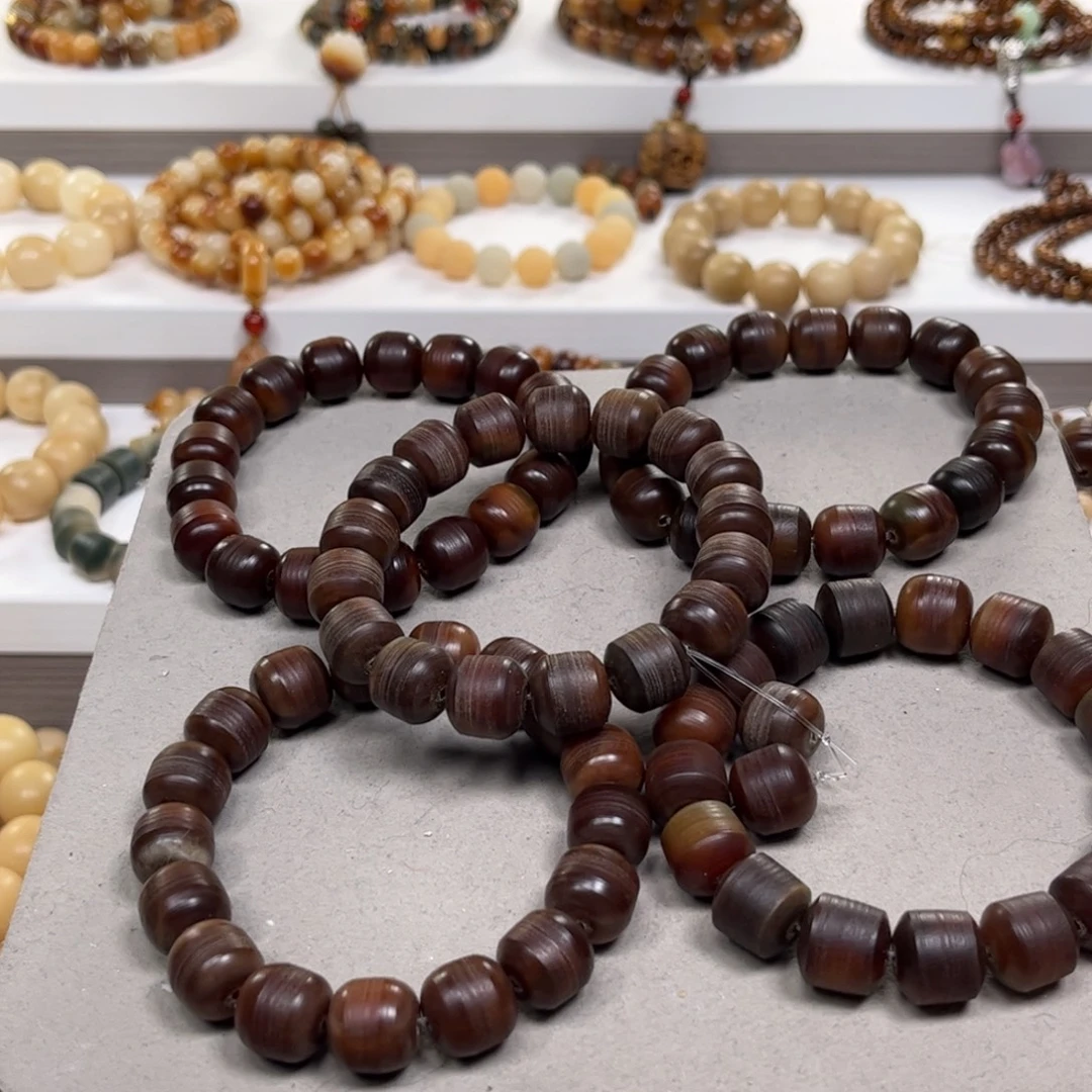 白玉菩提吊坠炫彩汉堡干磨手串一条粗抛