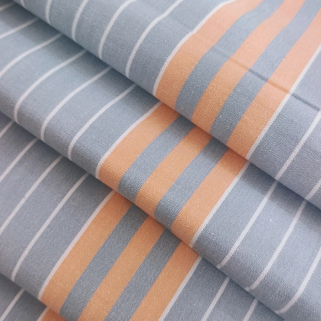 灰橘细条纯棉老粗布床单