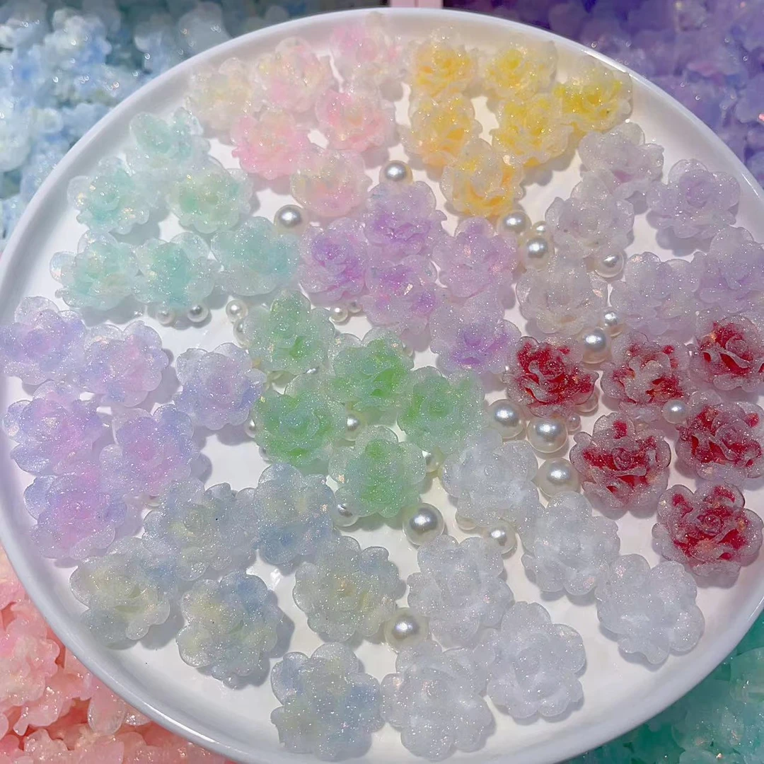 【对对碰】砂糖蔷薇花 卡2.3cm萤火虫夜光树脂花 创意diy