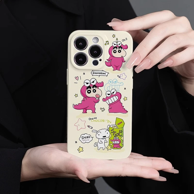 菲林软壳防摔红恐龙小新适用苹果16华为reno13小米15vivox200 1加