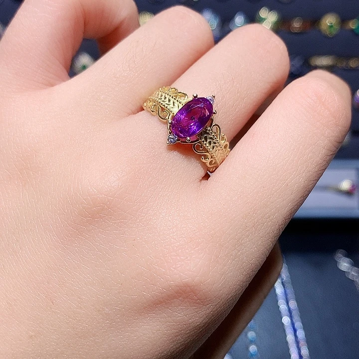 彩色蓝宝石戒指银S925镶嵌