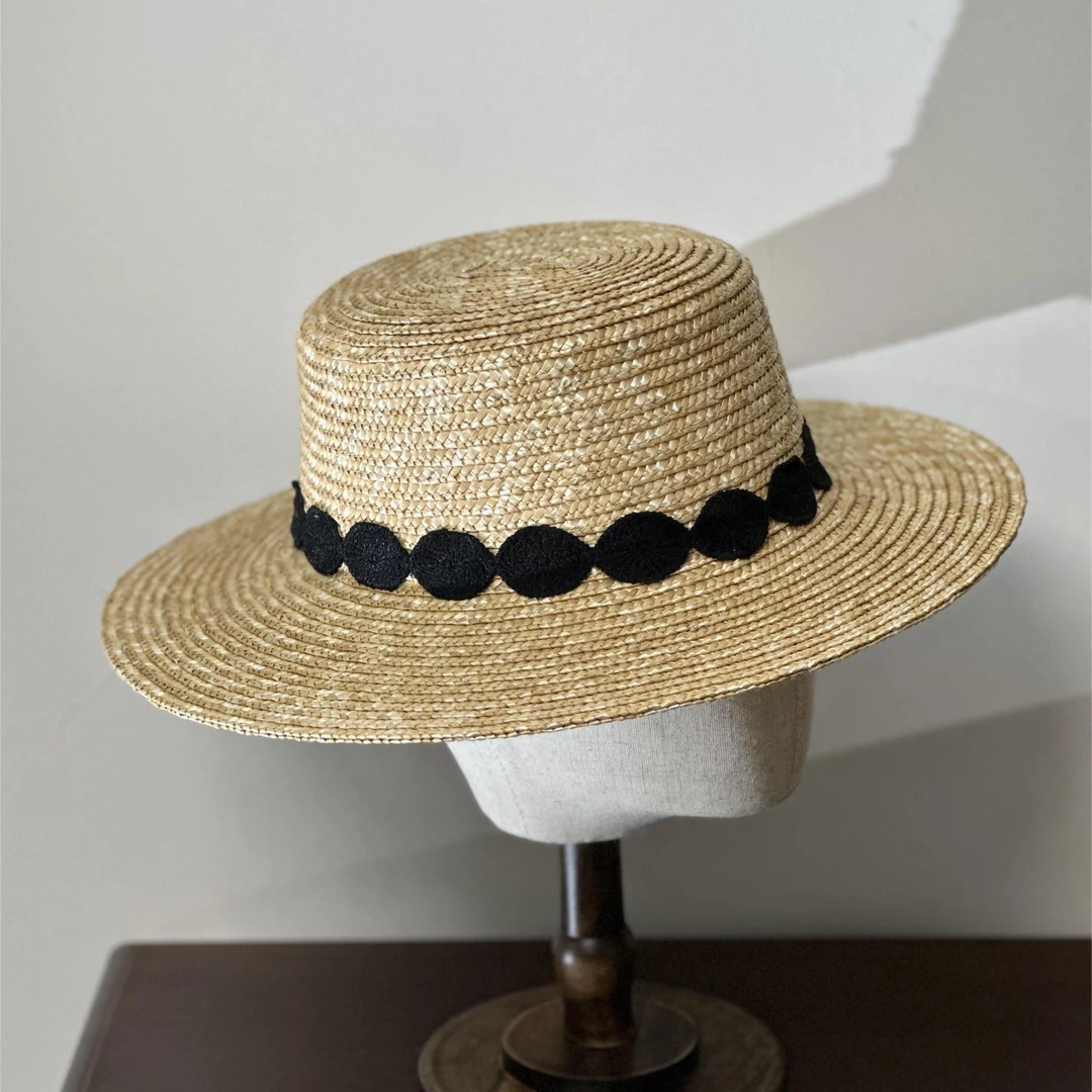 Moon Valley 麦草平顶平檐手工编织Boater礼帽 MV6768
