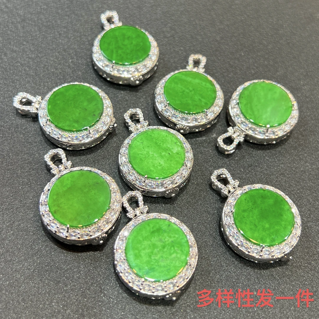 【金旭上成】天然翡翠A货满绿圆无事牌吊坠 多样性发一件