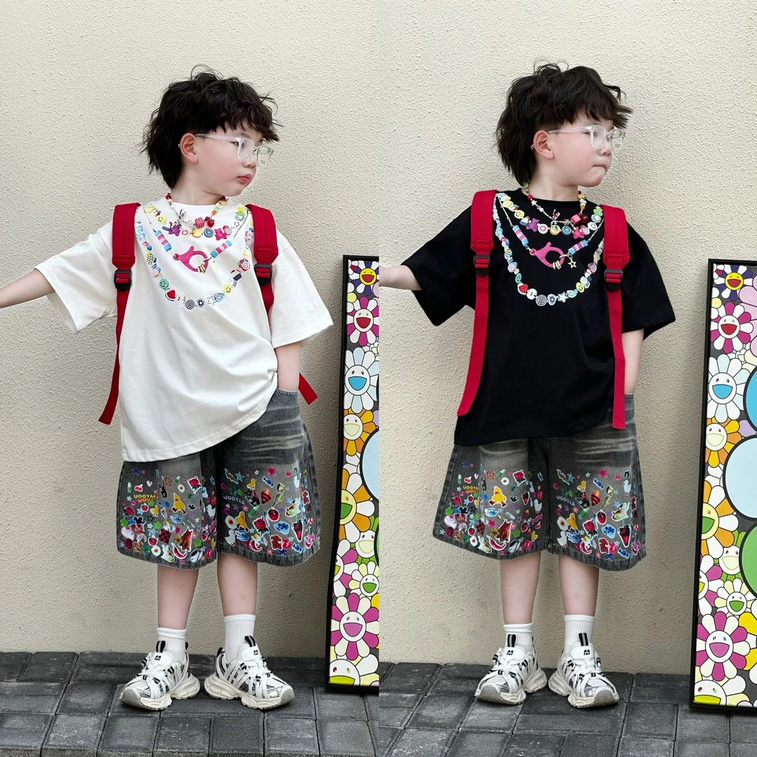 现货 kb6934 | 夏季儿童韩版项链印花短袖 好清爽！