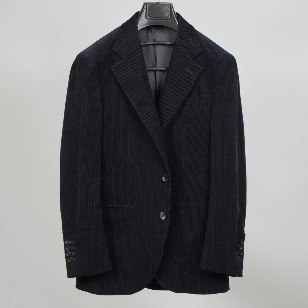 【杰N亚孤品21号】藏青色灯芯绒 西服【单西】高定手工半麻衬西装