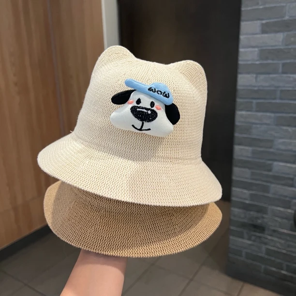 【可爱狗】宝宝帽子夏季出游可爱超萌小狗遮阳渔夫帽男女童防晒草帽
