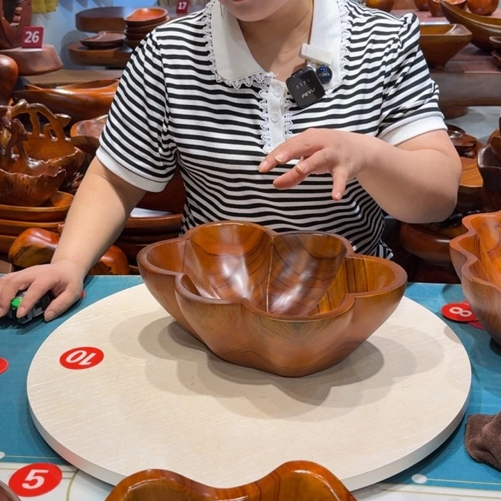 木花边果盘 香樟实木