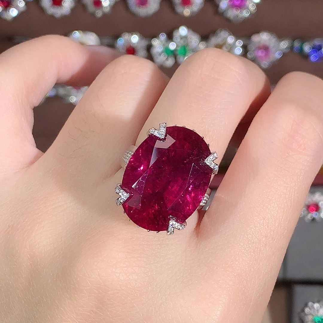 碧玺戒指18K金镶嵌25.98ct/天然宝石/七天无理由