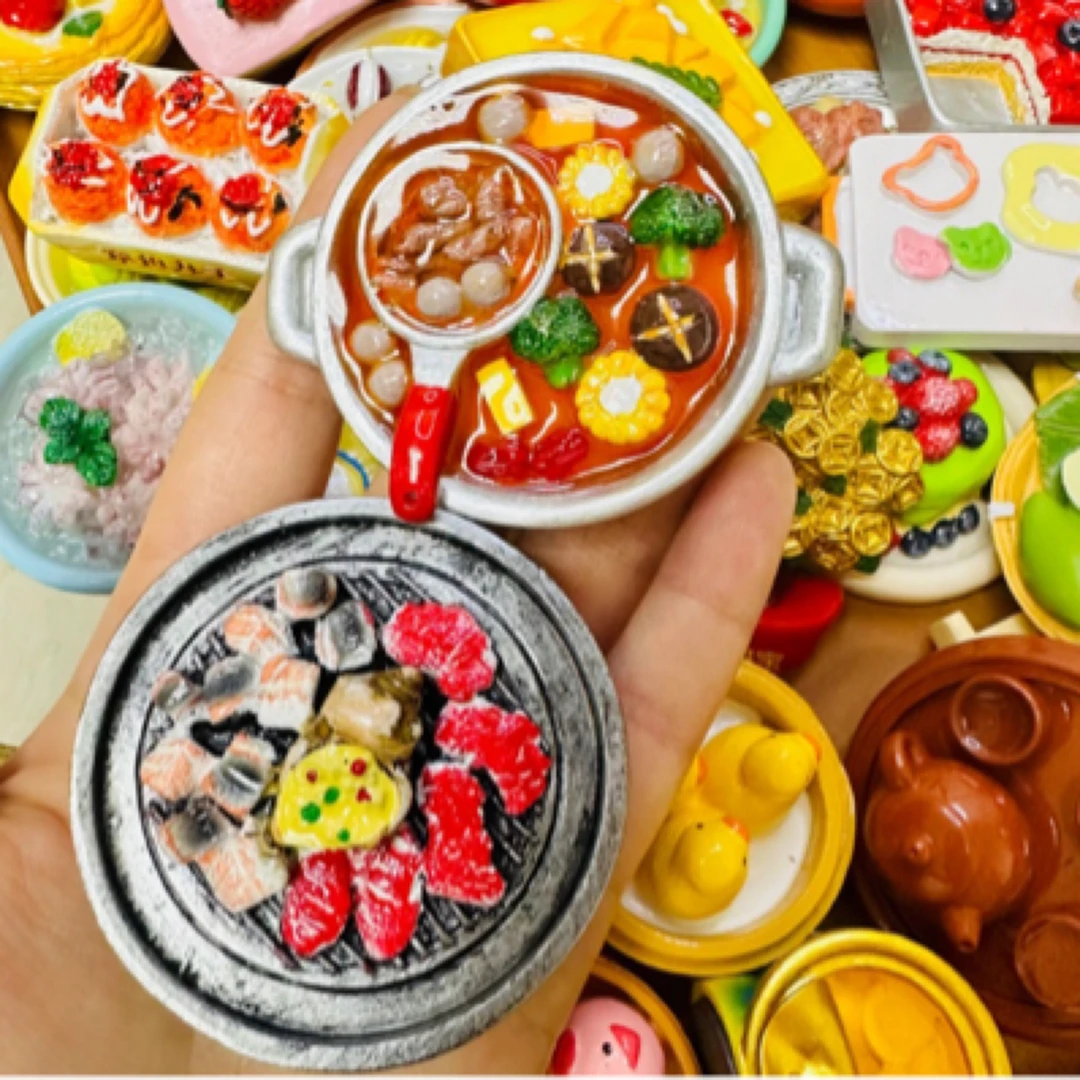 树脂潮玩创意3D立体小吃零食手绘冰箱贴摆件吸附磁铁