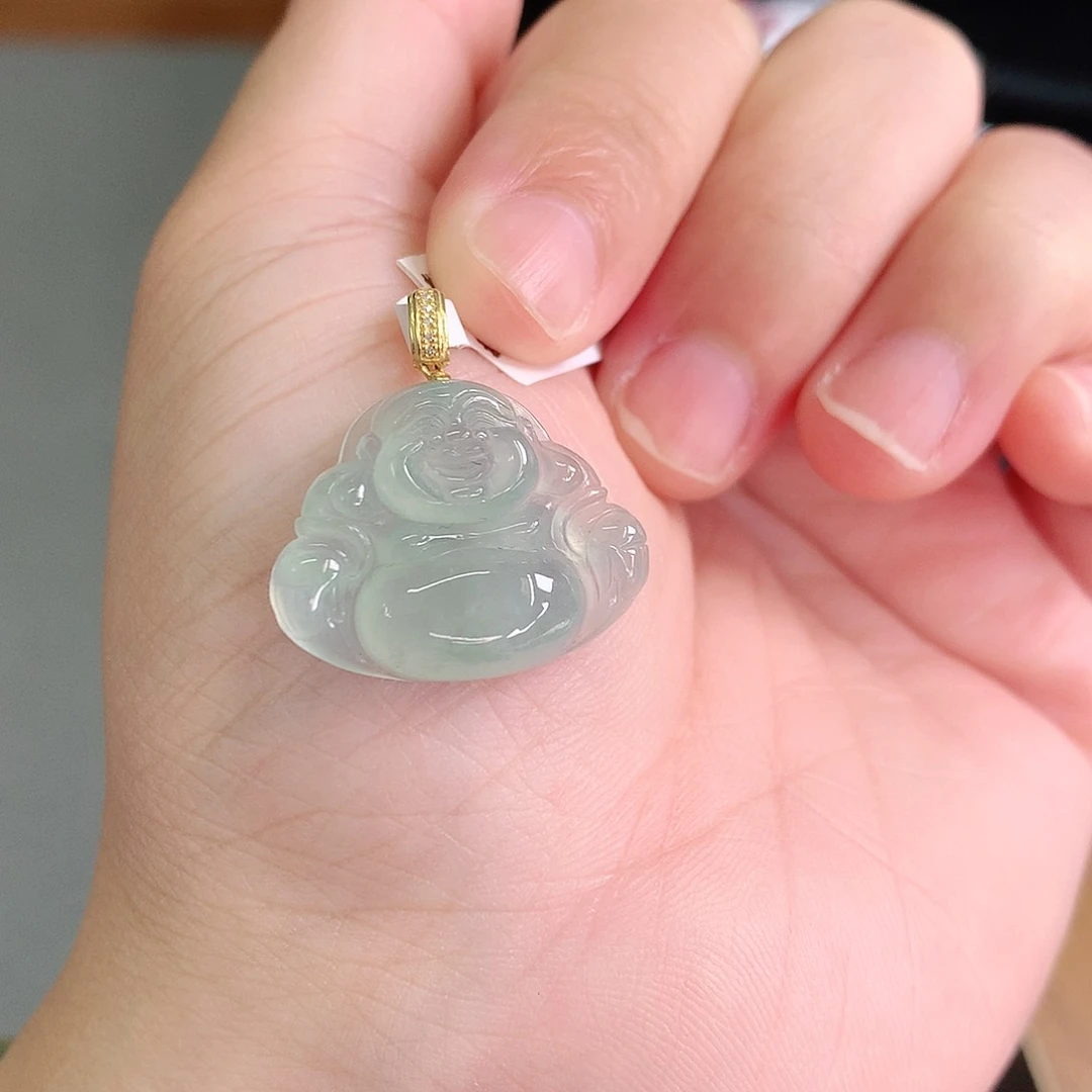 翡翠18K金镶嵌颈饰冰晴佛公