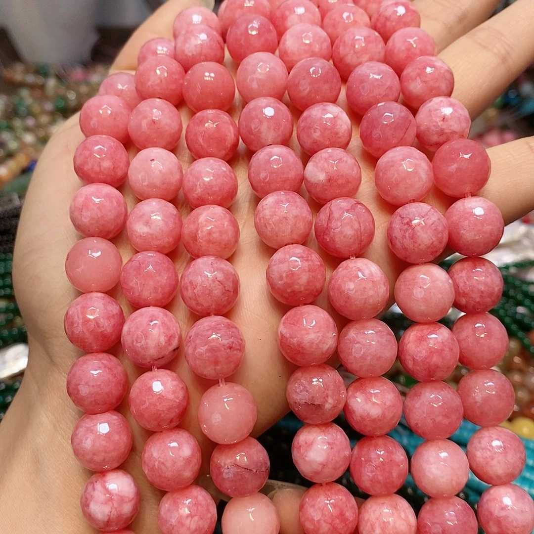 散珠玛瑙/玉髓12mm天然石粉珠一条