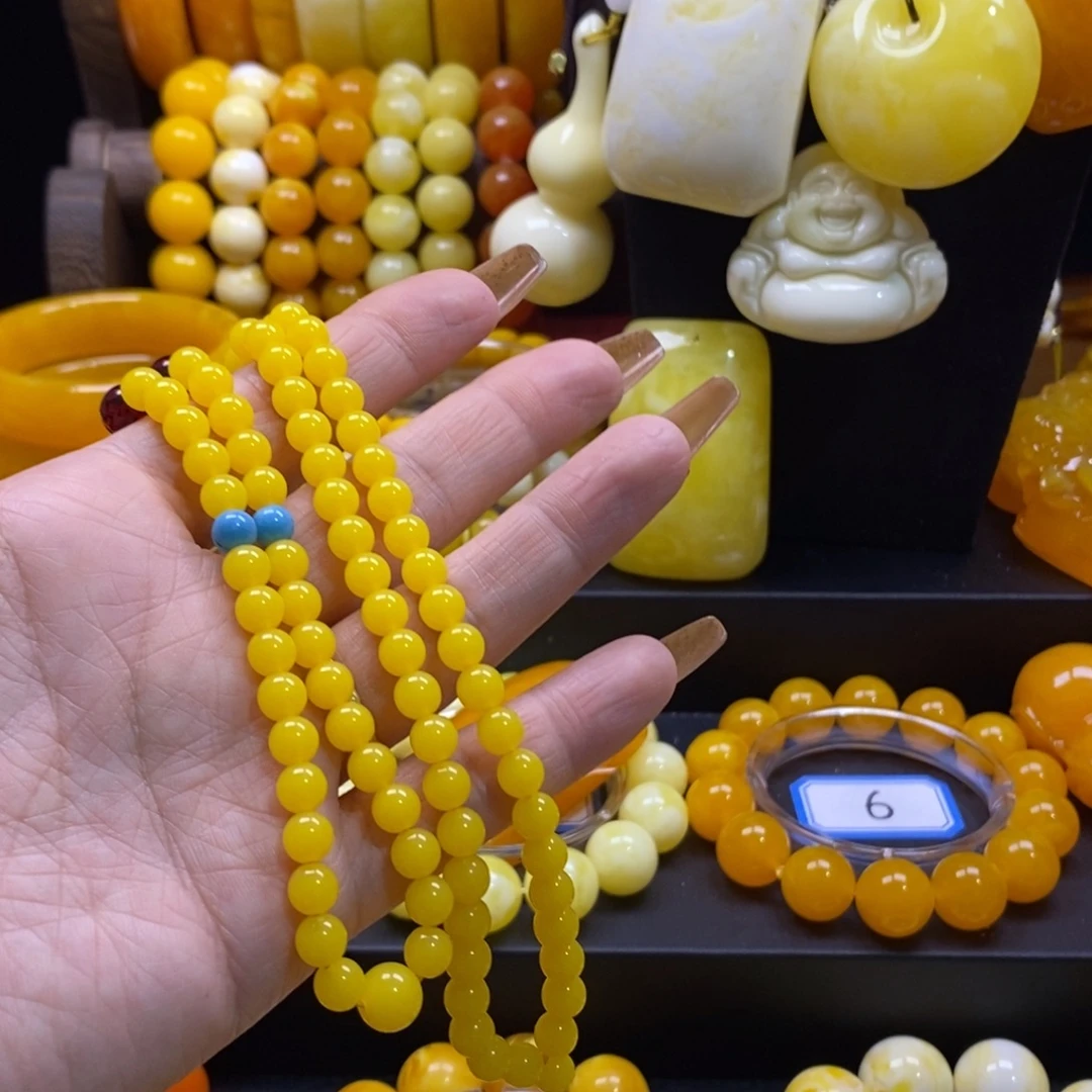 无***沫非金属鸡油黄0.6珠链