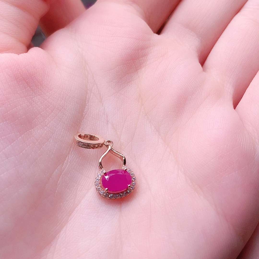 吊坠(赠链)银S925镶嵌红宝石