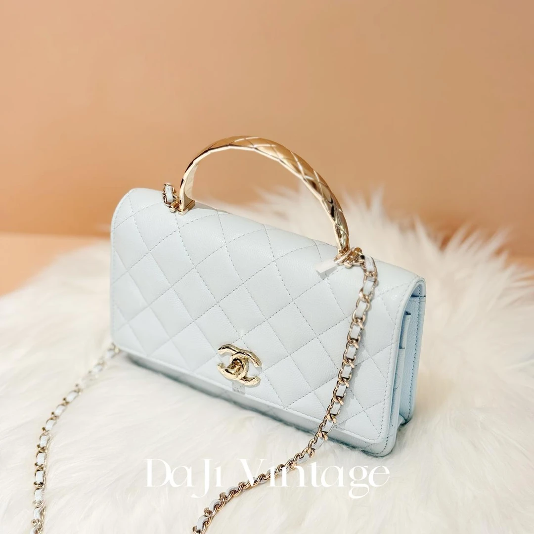 大吉中古/Chanel香奈儿25S baby蓝cococrush手柄woc斜挎包