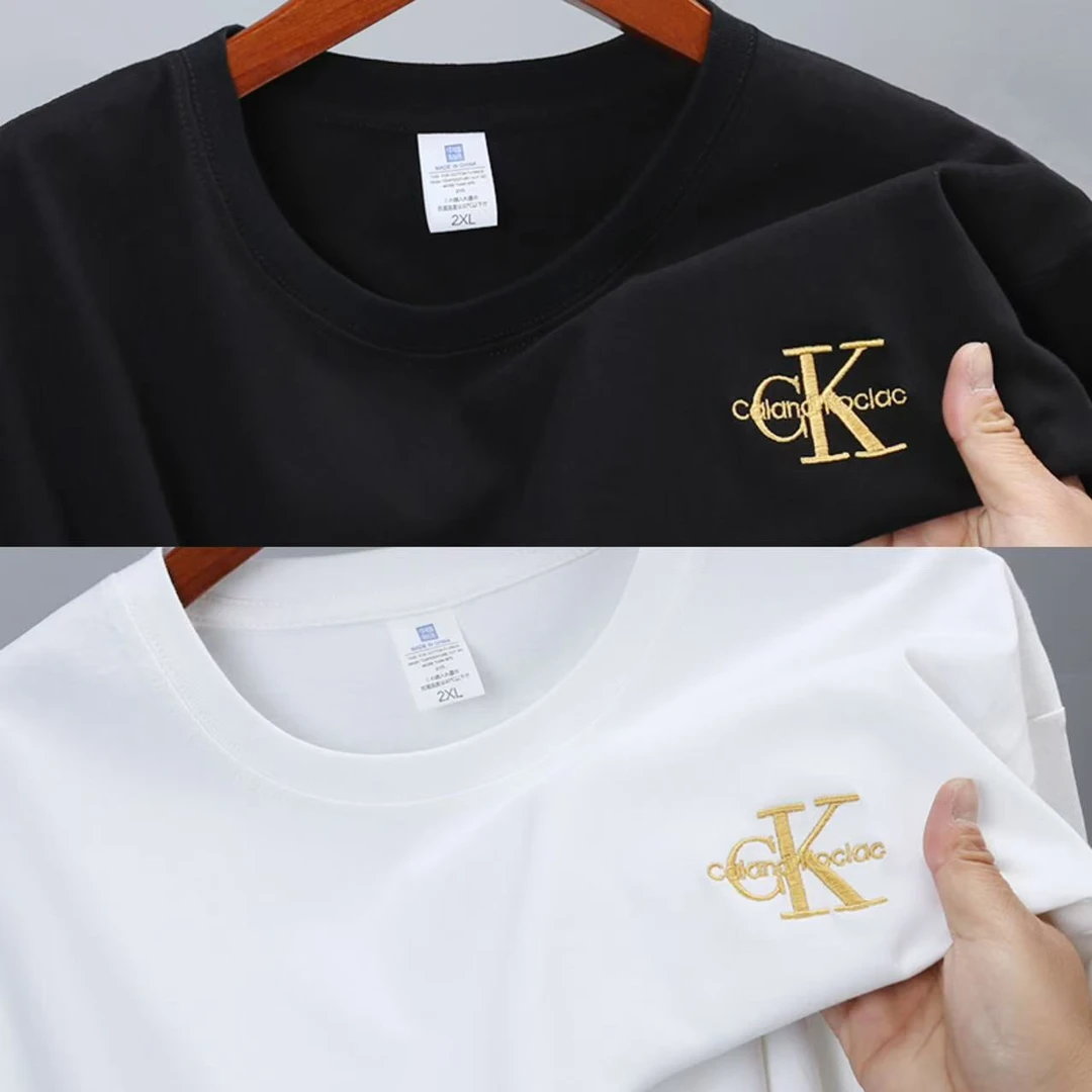 【刺绣】纯棉T恤夏季男女同款圆领短袖针织印花潮流百搭休闲运动