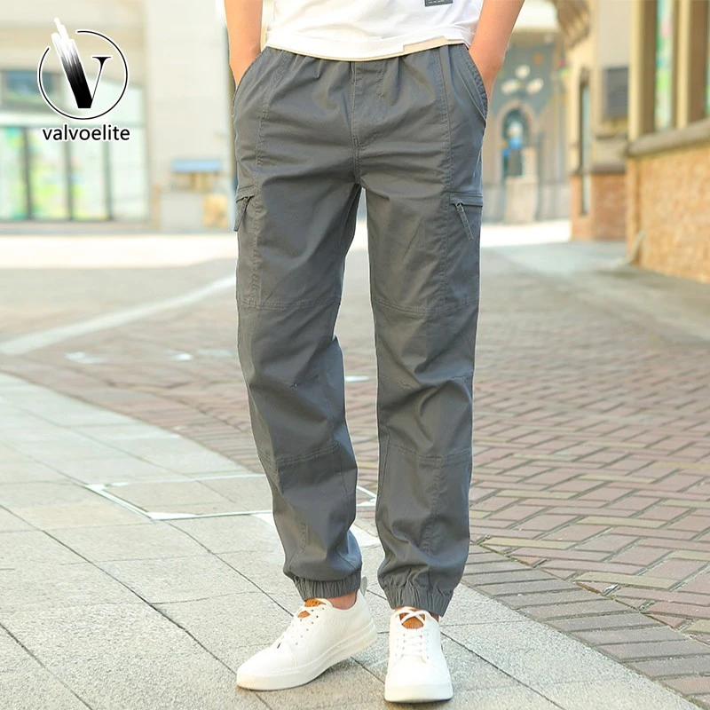 VALVOELITE夏季休闲长裤男直筒裤青年运动工装长裤子男士束脚裤