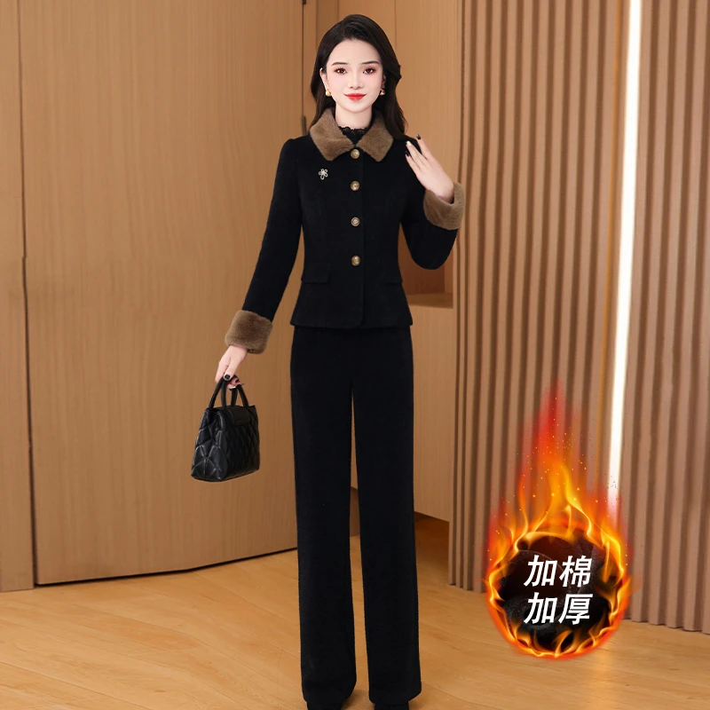 【两件套今天发】23459泓澄茂冬季轻奢贵夫人气质时尚休闲显瘦套裤