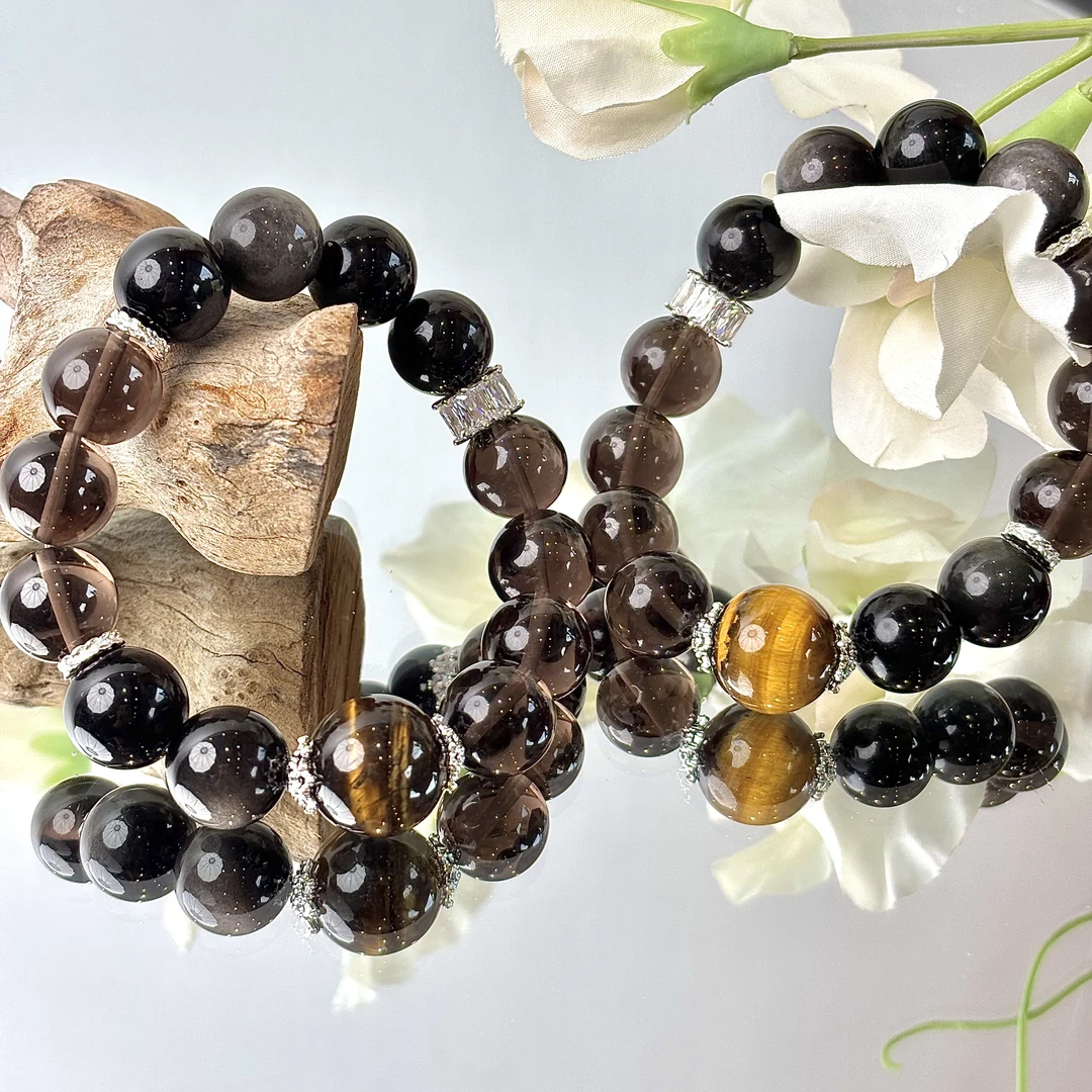 【招米】黄虎眼银曜石冰曜石13-14mm手串面小仙多样性发其一