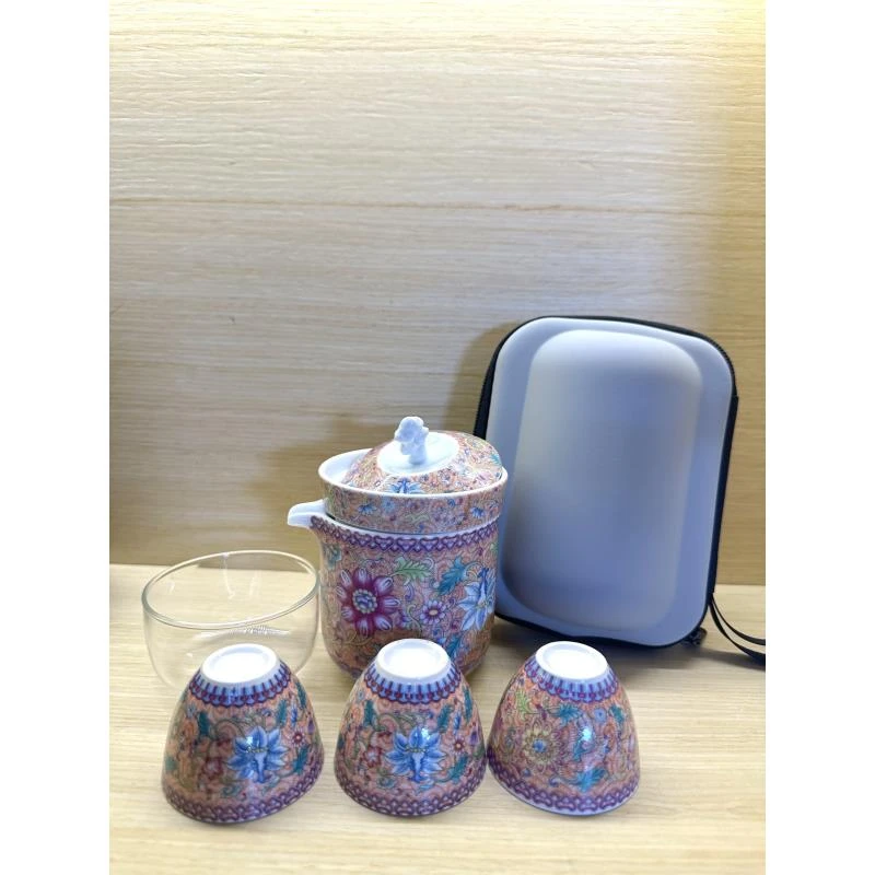珐琅彩缠枝莲旅行装ZH510家用家用便携式国潮中式陶瓷手绘