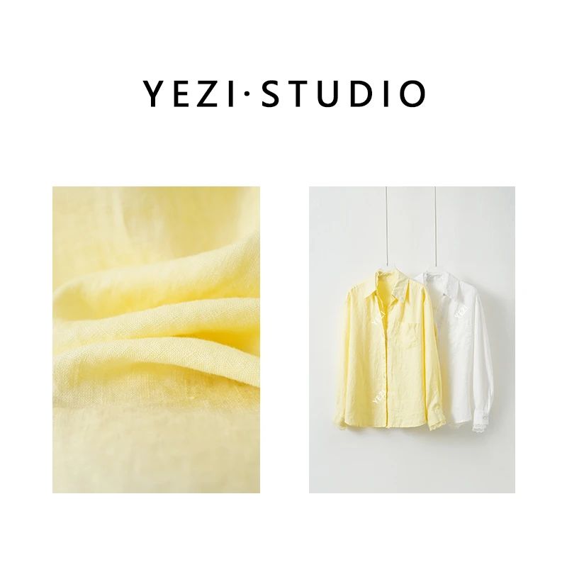 【邂逅】早春42支百百亚麻法式蕾丝领口松弛感衬衫25115040