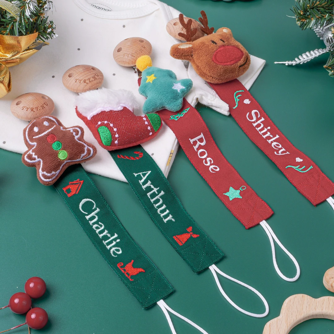 TYRY.HU个人定制防掉链婴儿安抚奶嘴链防掉链奶嘴链刺绣中英文名