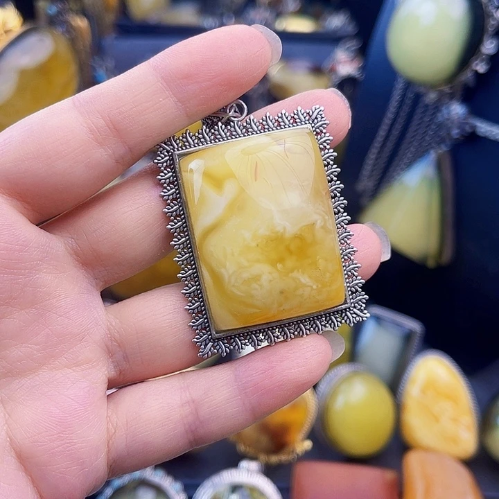琥珀银S925镶嵌裸石
