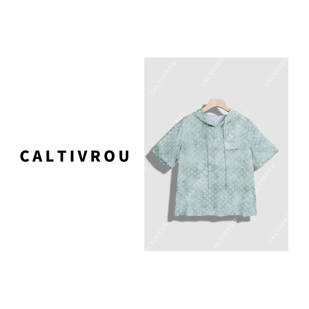 Caltivrou【蕊蕊】连帽抽绳气质短袖T恤-Y17420