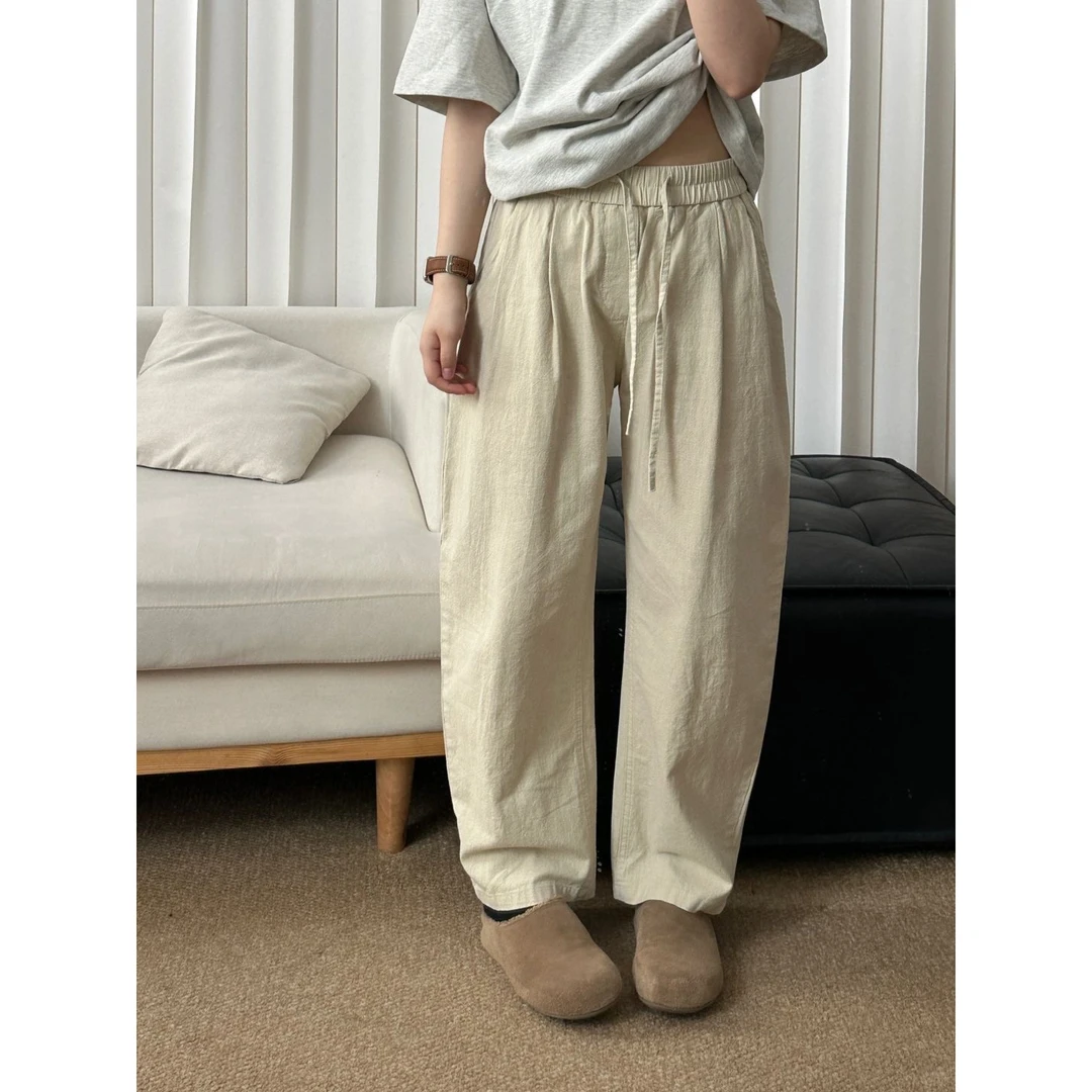 老钱风棉麻裤子男夏季薄款松弛感垂感山本裤慵懒风穿搭纯棉休闲裤