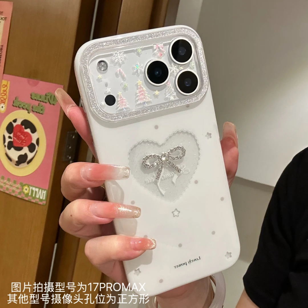 韩系ins镂空爱心闪粉适用17promax苹果16pro手机壳15少女心1413