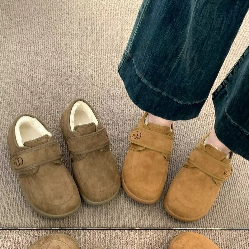 厚底加绒勃肯鞋女雪地靴2025新款秋冬季防滑毛毛豆豆保暖棉鞋AAQ