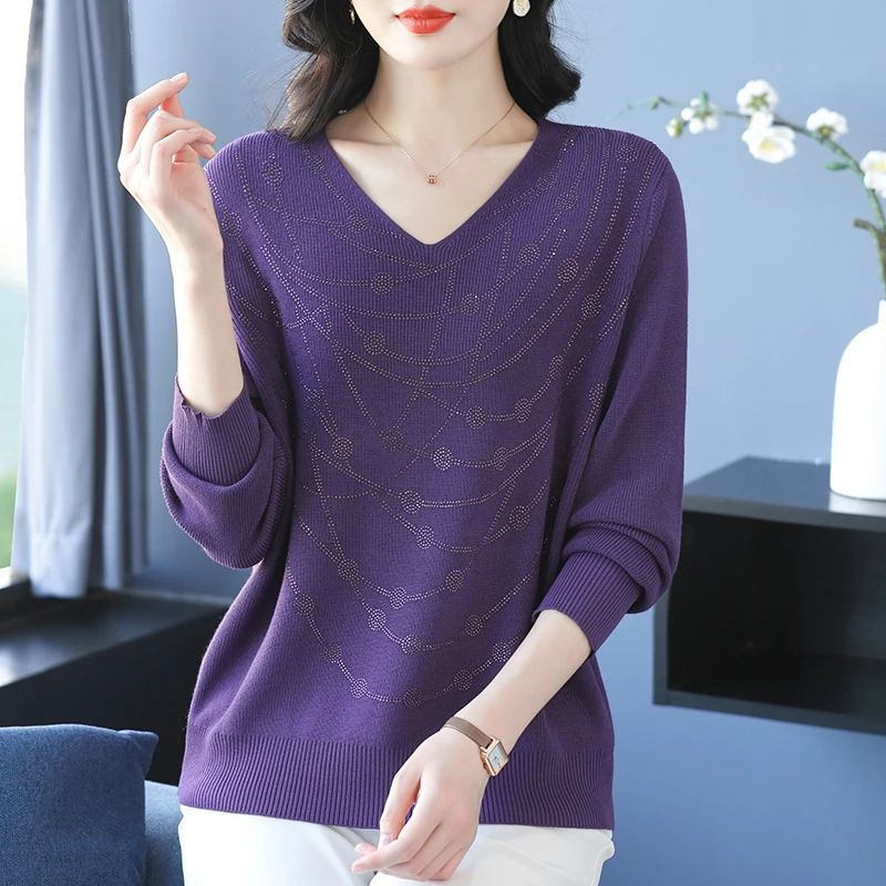 胖mm加大码桑蚕丝T恤女上衣宽松时尚针织冰丝韩版百搭V领中年遮肉