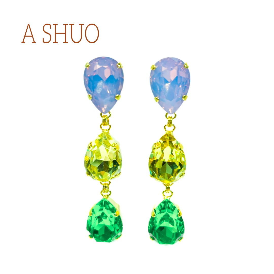 铜合金耳饰 阿烁中古MG紫黄绿扫肩水