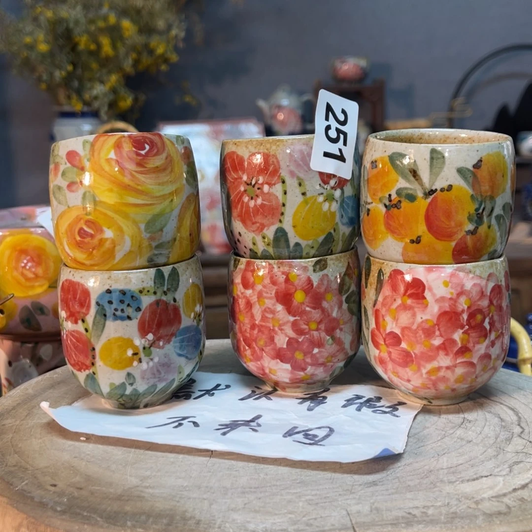 杯伊**眉素浅陶瓷手工手绘