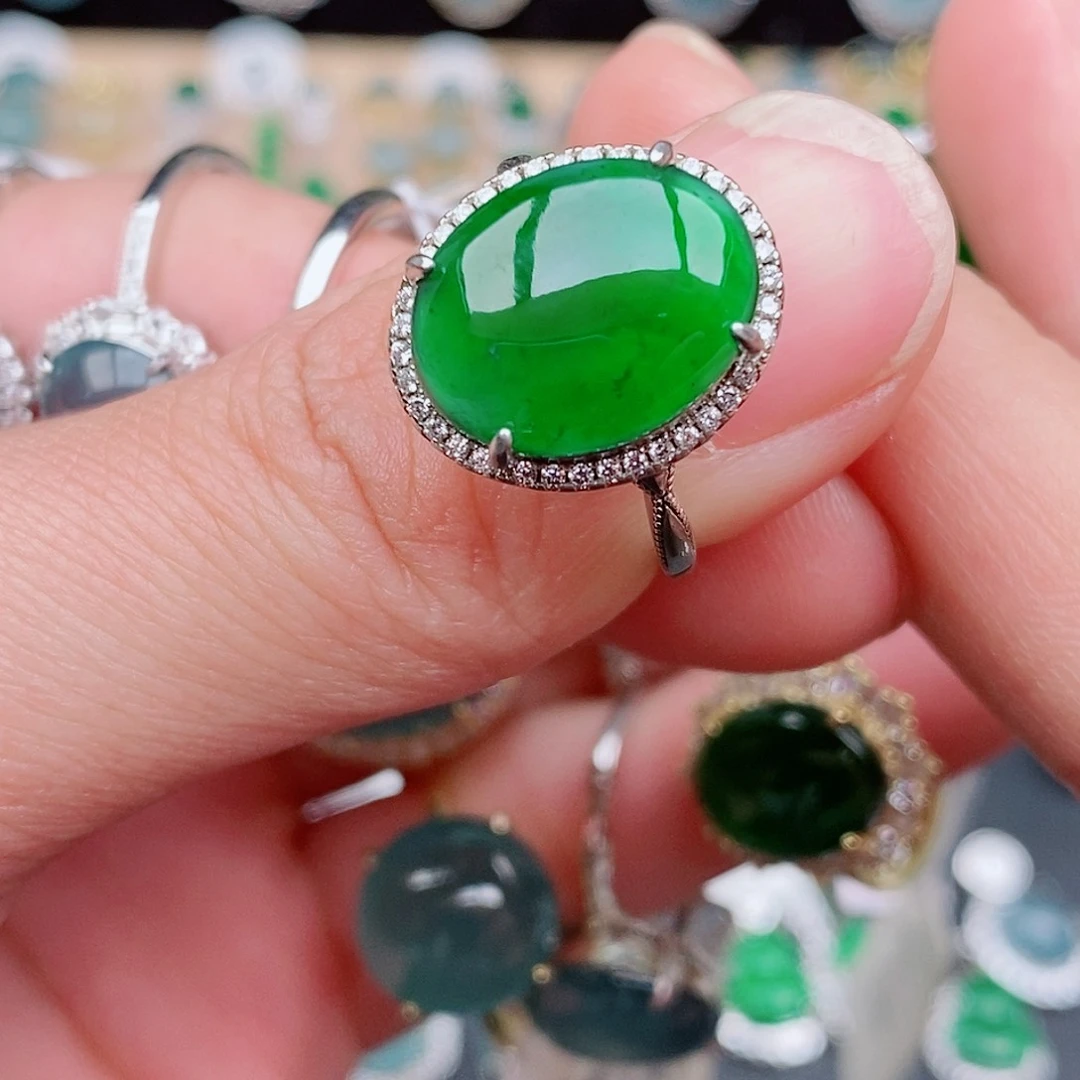 银S925镶嵌戒指翡翠