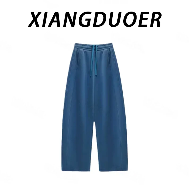 日常舒适抽绳腰头加厚阔腿休闲裤2025冬季新款垂顺面料通勤款