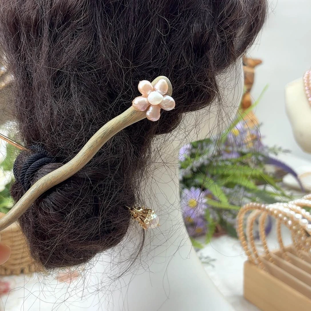 银S925镶嵌淡水珍珠发饰