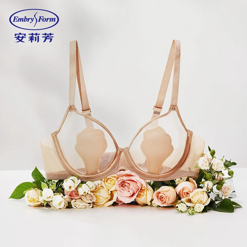 【蛇舞新春 玫瑰兔耳朵】安莉芳薄文胸大显小防凸红色内衣女ebw0634