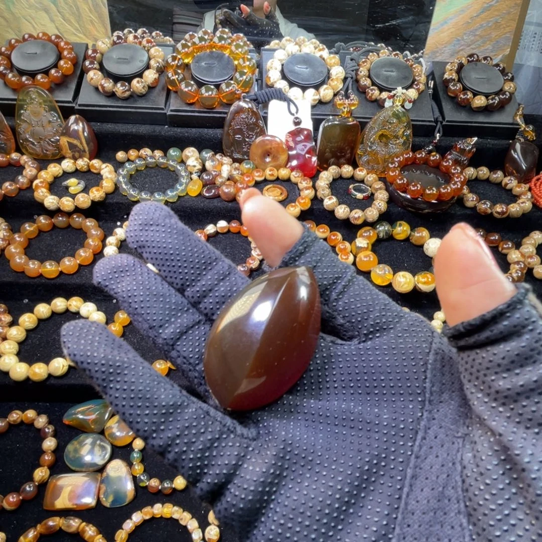 琥珀未镶嵌手串柳叶