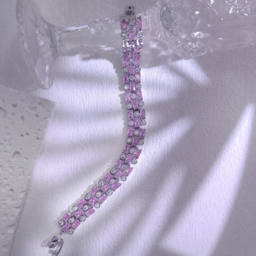 铜合金合成锆石手链 WKDMX-001543【樱霞晨曦】手链优雅气质欧美