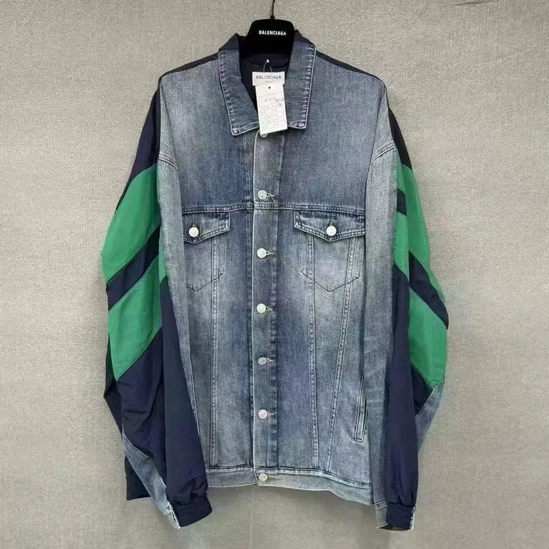 未使用 Balenciaga/巴黎世家 （pm） 前后拼接牛仔校服外套3码/6137